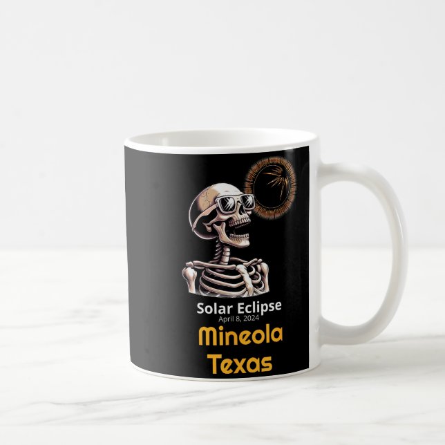 Rolig T-Shirt Skelett Solförmörkelse Mineola Texas Kaffemugg (Höger)
