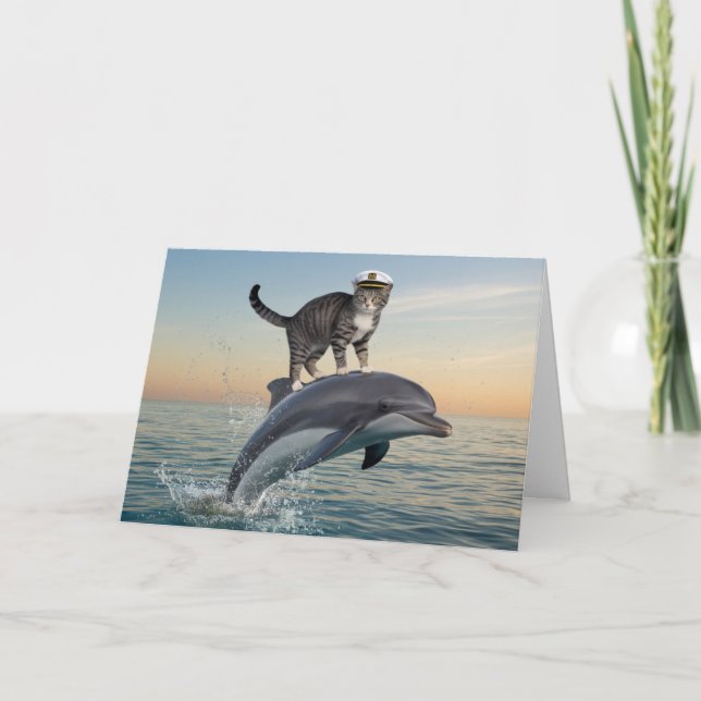Rolig Tabby Delfin Lyckönskningskort Kort (Framsida)