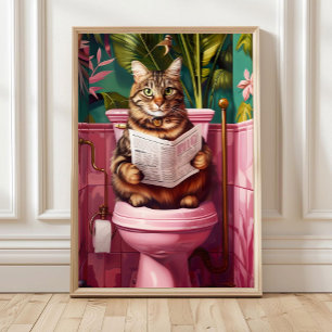 Rolig Tabby Katt Badrumstygg Konstig Katt Toalett Poster