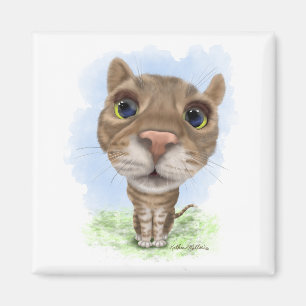 Rolig Tabby Katt Tecknad Film Magnet
