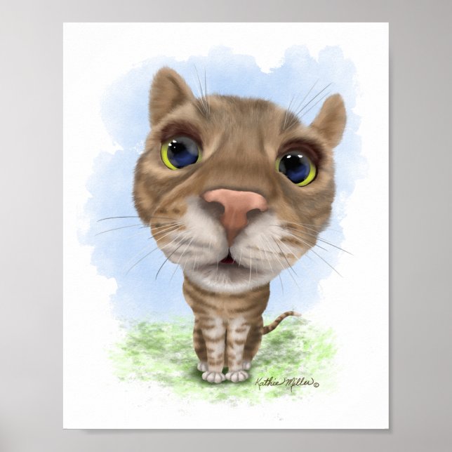 Rolig Tabby Katt Tecknad Film Poster (Framsidan)