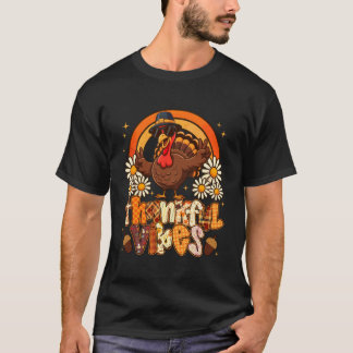 Rolig Tacksam stämning Turkiet Regnbåge Retro Tack T Shirt