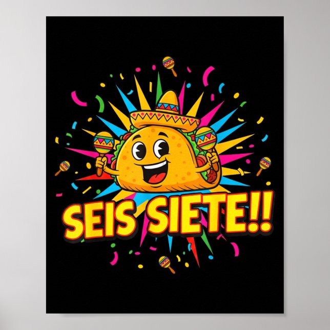 Rolig taco 67 cinco de mayo mexikansk seis siete poster (Framsidan)
