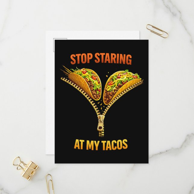 Rolig Taco Älskare Sluta Stirra Inbjudan Vykort (Fram/Back In Situ)