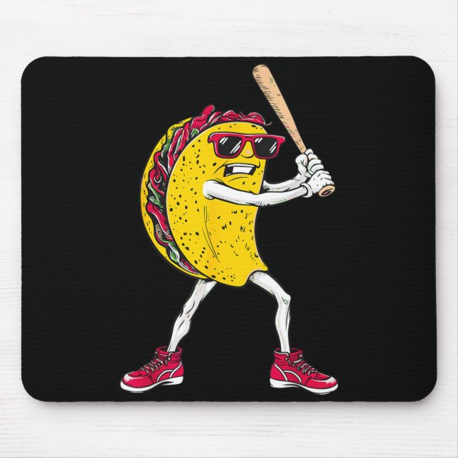 Rolig taco som spelar baseboll mexikansk cinco de  musmatta (Framsidan)