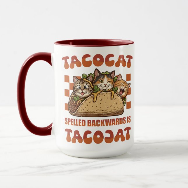 Rolig Tacocat Palindrom Retro Cinco De Mayo Mugg (Vänster)