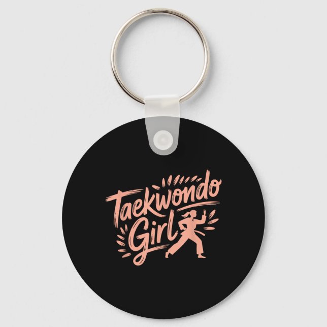 Rolig Taekwondo-flicka Nyckelring (Framsida)
