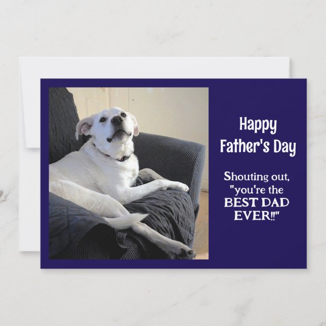 Rolig Talande Hund Foto Fars Dag Mörkblå Julkort (Framsida)