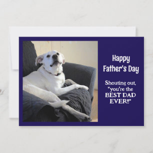 Rolig Talande Hund Foto Fars Dag Mörkblå Julkort