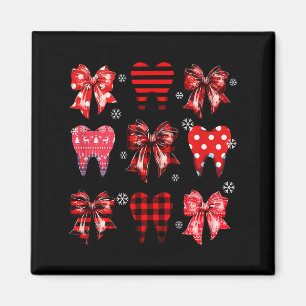 Rolig tandläkar jul Tänder Söt Xmas Tandläkare Squ Magnet