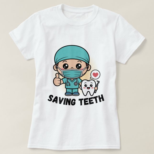 ROlig TANDLÄKARTRÖJA :SPARAR TÄNDER T Shirt (Design framsida)