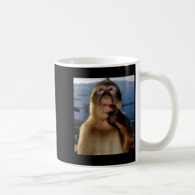 Rolig Tänkande Apa Meme Nyfiken Ape Brainrot Gi Kaffemugg (Höger)