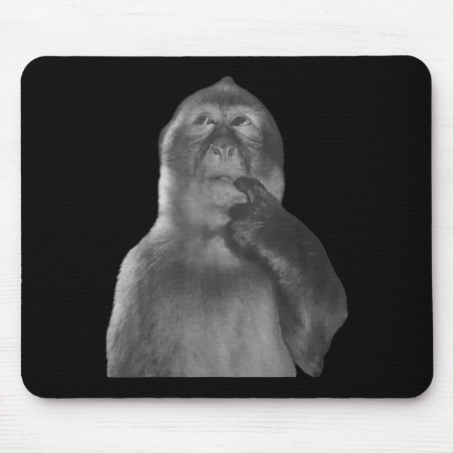 Rolig Tänkande Apa Meme Nyfiken Ape Brainrot  Musmatta (Framsidan)