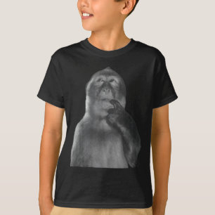 Rolig Tänkande Apa Meme Nyfiken Ape Brainrot T Shirt