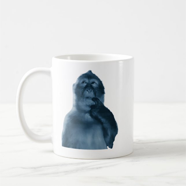 Rolig Tänkande Apa Meme Sarksatisk Konst Kaffemugg (Vänster)