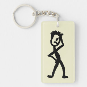 Rolig tankspridd stick figur Keychain Nyckelring