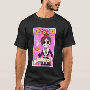 Rolig Tarotkort Mammas Skelett Kaffe Dödskalle Mot T Shirt