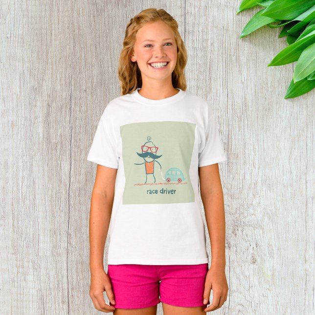 Rolig Tävlingsförare Mustasch Karaktär T Shirt (Skapare uppladdad)