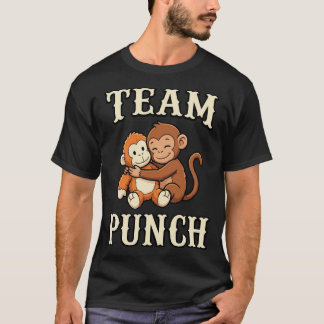 Rolig Team Punch Söt Apa Kramar Meme T-Shirt