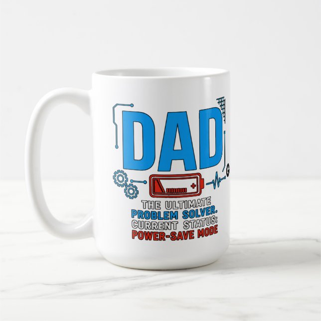 Rolig Tech Pappa Problemlösare Energisparläge Blå Kaffemugg (Vänster)