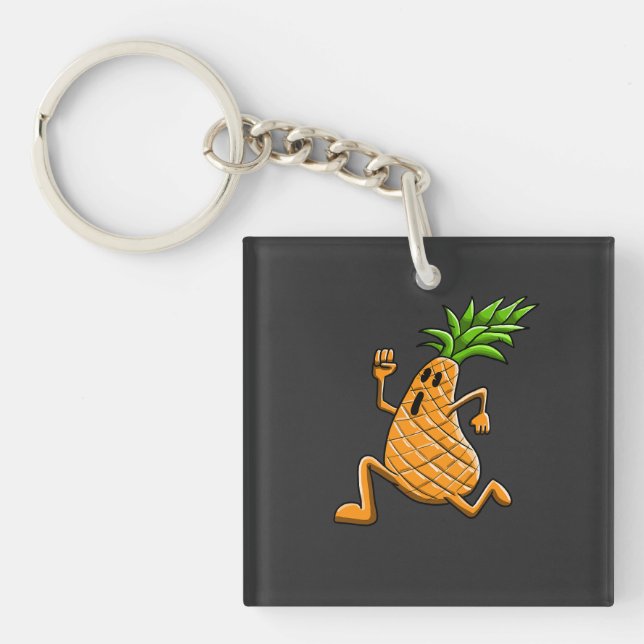 Rolig tecknad ananas-karaktär som dansar (Framsidan)