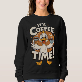 Rolig Tecknad Anka Kaffe Tid Illustration T Shirt