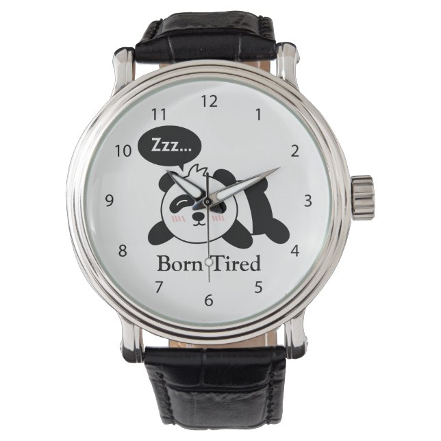 Rolig Tecknad Bild av Söt Sovande Panda Armbandsur (Framsida)