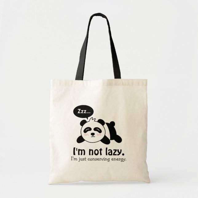 Rolig tecknad bild av söt sovande panda tygkasse (Framsidan)