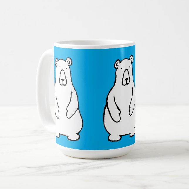 Rolig Tecknad Bild Tre Björnar Te Blå Kaffemugg (Framsida vänster)