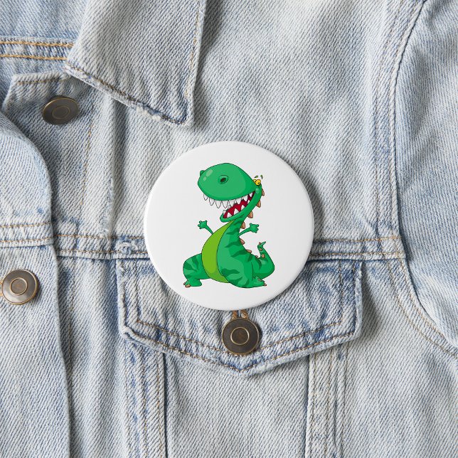 Rolig tecknad dinosaur brüllande T-Rex Knapp (Skapare uppladdad)