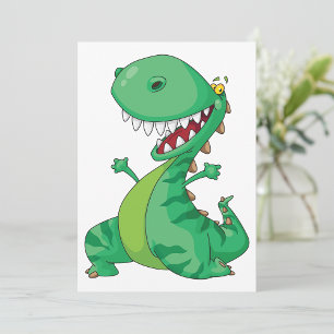 Rolig Tecknad Dinosaurie rytande T-Rex Inbjudningar