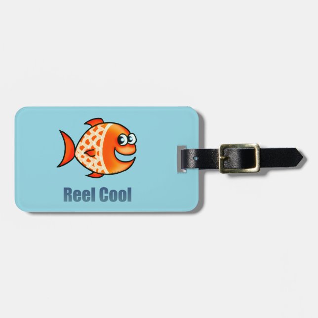 Rolig Tecknad Fisk Ocean Puns Bagagebricka (Horisontell Framsida)