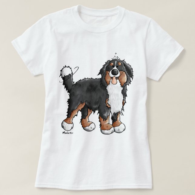 Rolig tecknad för Bernese berghund Tee Shirt (Design framsida)