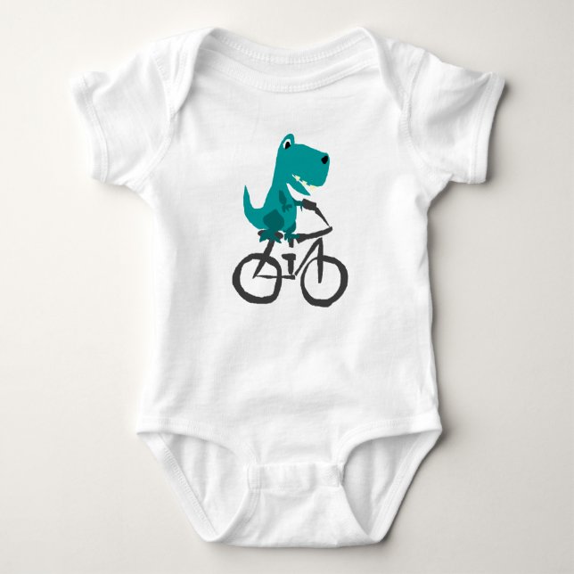 Rolig tecknad för cykel för T-rex Dinosaurridning T Shirt (Framsida)