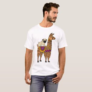 Rolig tecknad för Llama för mopshundridning T Shirt
