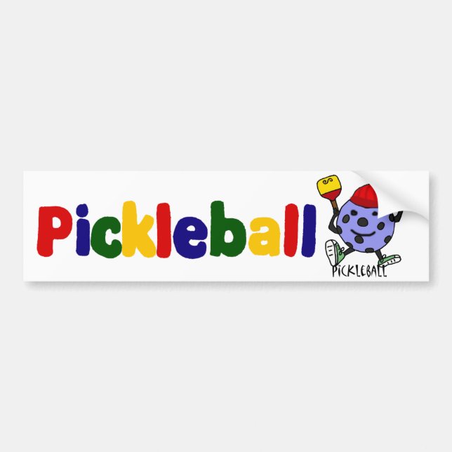 Rolig tecknad för Pickleball bolltecken Bildekal (Framsidan)