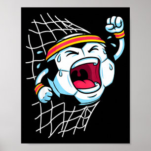 Rolig Tecknad Fotboll Som Spräcker Nätet Scoring M Poster