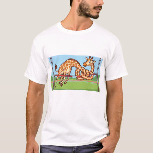 Rolig Tecknad Höjd Hopp Giraff T Shirt