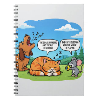 Rolig Tecknad Hund, Katt och Mus Anteckningsbok