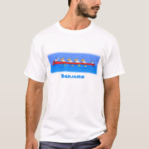 Rolig tecknad illustration av pingvinroddarlag t shirt