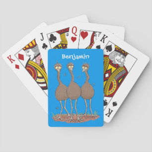 Rolig tecknad illustration av tre australienska em casinokort