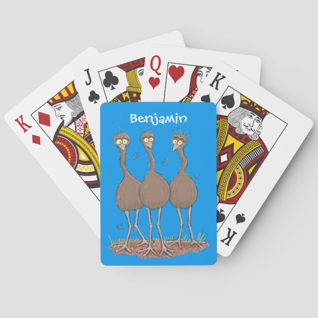 Rolig tecknad illustration av tre australienska em casinokort (Baksidan)