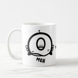 Rolig Tecknad Kaffe Humor med Ett Öga “Meh” Kaffemugg