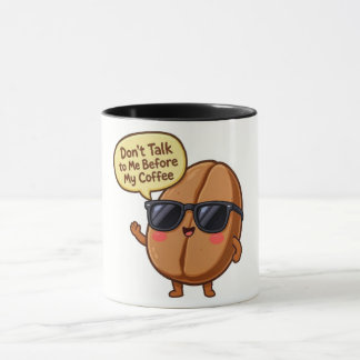 Rolig Tecknad Kaffeboj "Prata Inte Med Mig" Mugg