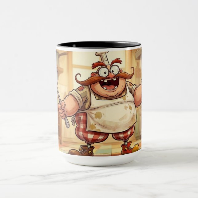 Rolig Tecknad Köksmästare Keramisk Kaffemugg (Center)