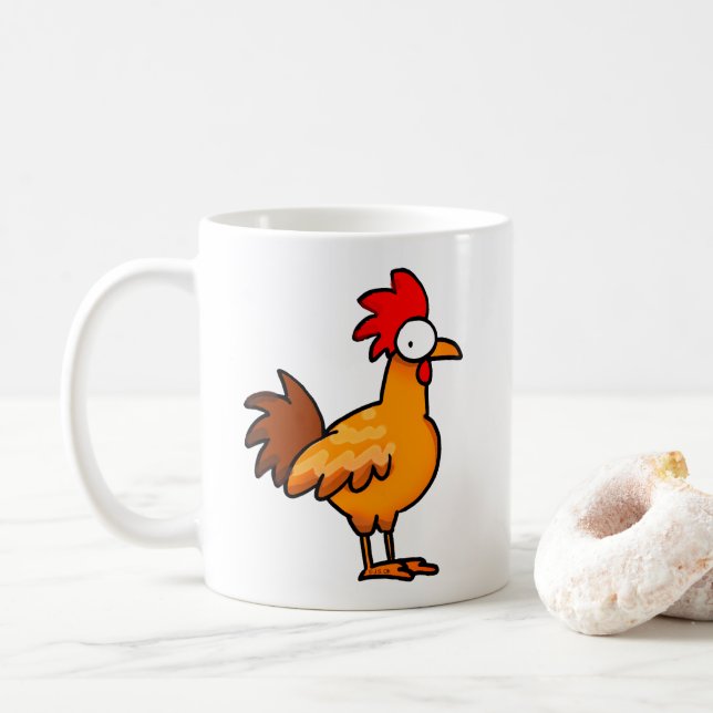 Rolig Tecknad Kycklingillustration Kaffemugg (Med munk)