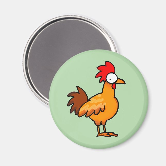 Rolig Tecknad Kycklingillustration Magnet (Front/Back)