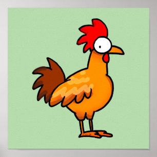 Rolig Tecknad Kycklingillustration Poster