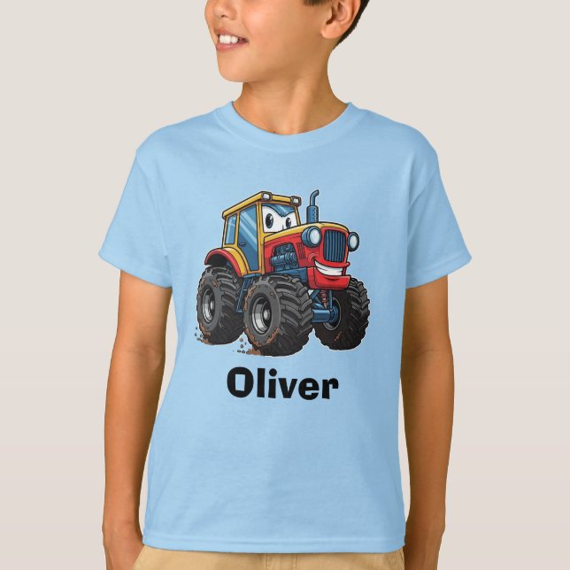 Rolig Tecknad lerig monster-traktor T Shirt (Framsida)