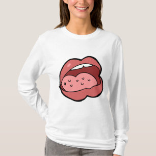 Rolig Tecknad Öppen Mun och Läppar T Shirt